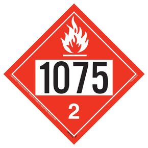 1075 Placard, Division 2.1 Flammable Gas 10-pk. - 10.75" x 10.75" Removable Self Adhesive Vinyl for Temporary Applications - J. J. Keller & Associates - Complies with DOT Hazmat Placard Requirements