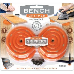 Slipstick CB700 Universal Bench Grippers with Non Slip Grip Surface for Woodworking, Painting, Leveling, Raising, and Supporting (Set of 8) 2-3/4" Round x ½" Tall-Orange, 8 Pack, 8 Count