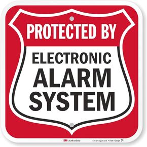 SmartSign 3M High Intensity Grade Reflective Sign, Legend "Protected by Electronic Alarm System", 12" square, Black/Red on White