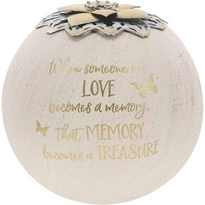 Pavilion Gift Company Round 5 Inch Tealight Candle Holder When Someone We Love, Memory Becomes A Treasure, 5.5 Inch, Gold