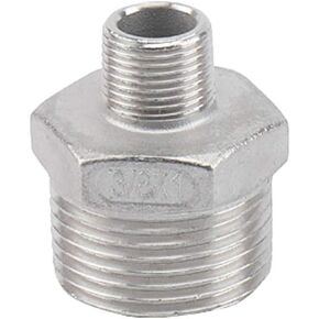 Feelers Reducing Hex Nipple, 304 Stainless Steel 1"x 3/8" NPT Male Pipe Fitting Reducer Nipple Adapter