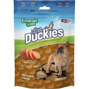 Emerald Pet Little Duckies Crunchy Natural Roasted Duck Dog Treats, Made in USA, Brown, 5-Ounce (00426-LS)
