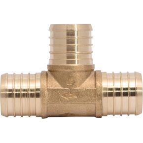 SharkBite 1-1/4 Inch Crimp Tee, Brass Plumbing Fitting, PEX Pipe, PE-RT, UC0835
