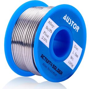 AUSTOR 63-37 Tin Lead Rosin Core Solder Wire for Electrical Soldering (1.5mm, 100g)