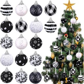 40 Pcs Christmas Ball Ornaments Christmas Ball Black White Tree Ornament Glitter Sequin Fabric Wrapped Decorative Miniature Christmas Ornaments Hanging Christmas Tree Decorations for Tree