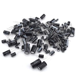 125pcs Aluminium Electrolytic Capacitor Kit, 25 Values 1uF to 2200uF, for TV, VCD, Chargers, Adapters, Electronic Toys