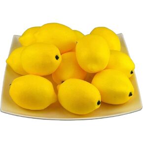 6Pcs Yellow Artificial Lemons,Fake Fruit for Party Christmas Kitchen Home Lifelike Wedding Simulation Decoration Artificial Plants and Flowers