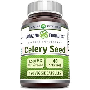 Amazing Formulas Celery Seed Extract 1500 mg Per Serving 120 Veggie Capsules - Non GMO, Gluten-Free -Natural - Supports Liver and Urinary Tract Health - Promotes Healthier Circulation