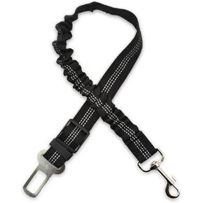 Skruffie’s Love Dog Seat Belt Car Leash Elastic Reflective Bungee Tether Nylon Safety Harness with Buckle & Clip Hook Latch (Seat Belt Attachment)