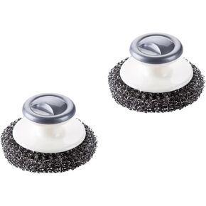 2Pcs Gray Stainless Steel Scrubber with Handle, Steel Wool Scrubbers Heavy Duty Scrubbing Cleaning Brush Wash Steel Scrubber Cleaner for Dishes Pot Pan Grill Sink Ovens Tough Cleaning Cleaning Tools