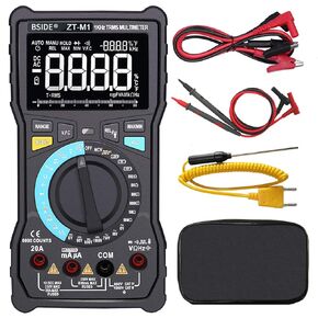 جهاز قياس متعدد رقمي من Bside EBTN بشاشة عرض 3 خطوط 9999 عدد تصميم زر حقيقي RMS نطاق تلقائي DMM AC/DC أمبير فولت أوم هرتز ديود درجة الحرارة السعة استمرارية الفولتميتر مع مشبك التمساح