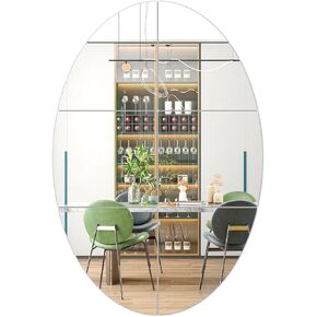 CEYAZYE Wall Mirror Tiles, 6 Pcs Oval Mirrors for Wall, Self Adhesive Wall Mirror Stickers, Acrylic Mirror Cute Room Wall Decor Y2k Aesthetic Living Room Bedroom Decor