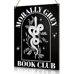 Reading Wall Decor, Morally Gray Book Club, Book Lover Decor for Home Girl Bedroom Living Room Wooden Decor Reading Sign Decoration, Gift for Women Teen Girl Romance Book Lover Reader