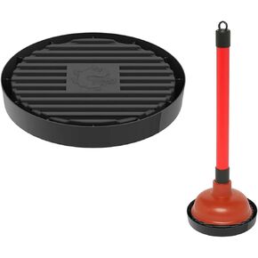 toilet plunger holder only, Plunger Mat - Plunger Tray Air Drying Mat for Toilet Plunger - Plunger Holder Catches Drips - Wicks Water from Plunger and Dries Quickly, Gray