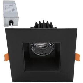 Maxxima 2 in. Ultra-Thin Square Recessed Anti-Glare LED Downlight, Canless IC Rated, 450 Lumens, 5 Color Temperature Selectable 2700K/3000K/3500K/4000K/5000K, Dimmable, Black Trim, 90 CRI, J-Box Incl