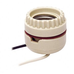 Leviton 8101 019-0-000 1-Circuit 2-Piece Keyless Lamp Holder With Tew Wire Leads, 660 W, Incandescent, Medium, No Size, White