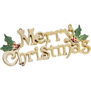 Designs Merry Christmas Signs, Decorative Glittery Hanging Signs，Gold Merry Christmas Tree Wreath Decorations Accessories Hanging Ornaments
