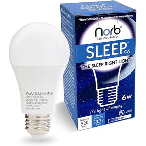 Low Blue Sleep Light Bulb - NorbSLEEP Low-Blue Light Bulb for Bedtime, Evening and Night, for Restful, Healthy Sleep for All Ages (Baby, Children, Adults), Produces Natural Melatonin (9W 1-Pack)