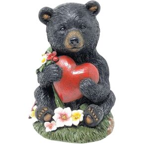 BestGiftEver Black Bear Figurine with Heart - Cute Animal Decor Statue - Charming Wildlife Collectible - Nature Lover Gift - Perfect Animal Figurine for Home Decor and Gift for Wildlife Lovers