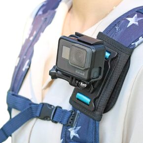 SKEZN Backpack Shoulder Strap Mount with Magnetic Adapter Mount Compatible with GoPro Hero 12/11/10/9 Black, Insta360 X3/X2, DJI Osmo Action 3/2, AKASO and More
