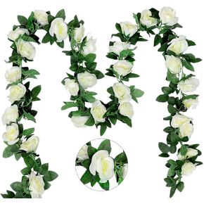 10PCS Fake Rose Garland, 7.5Ft Artificial Vines Flowers Hanging Rose Vine for Wedding Home Office Arch Arrangement Decoration