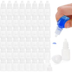 Nicunom 150 Pcs Plastic Dropper Bottle, 5ML Empty Plastic Squeezable Dropper Bottles White Eye Dropper Bottles Portable Eye Liquid Dropper with Cap and Plug