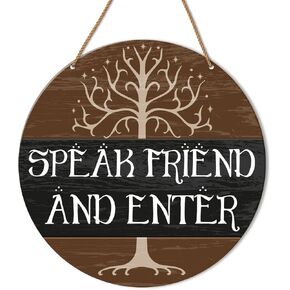 Speak Friend and Enter Door Sign, Home Welcome Hanging Sign for Front Door Porch Magic Door Sign Wall Decorations