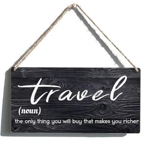 Travel Sign Farmhouse Travel the Only Thing You Will Buy Wooden Hanging Sign Rustic Retro Wall Art Decor for Home Decoration 12 x 6 Inches