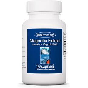 Allergy Research Group Magnolia Extract Dietary Supplement - Stress Sleep Support, Cortisol Balance, Honokiol, Magnolia, Hypoallergenic, Vegetarian Capsules, Gluten Free - 120 Count