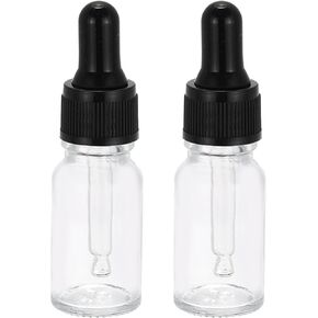 PATIKIL 10ml Glass Dropper Bottle, 2Pcs Leakproof Essential Oils Sample Liquid Perfume Container with Eye Dropper for Storage Travel, Clear
