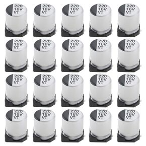 SING F LTD 20pcs 220UF 16V SMD Electrolytic Capacitors 8x6mm Metal Capacitors Suitable for a Wide Range of Electronic Applications DIY Electronic Projects