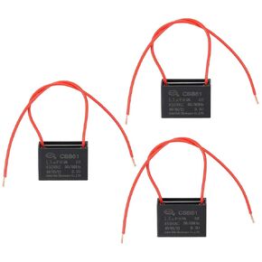 PATIKIL 1.5uF 450 V CBB61 Capacitor, 3Pcs Ceiling Fan Capacitor Motor Starting Capacitor Metalized Polypropylene Film Capacitors for Ceiling Fan Motor, Black