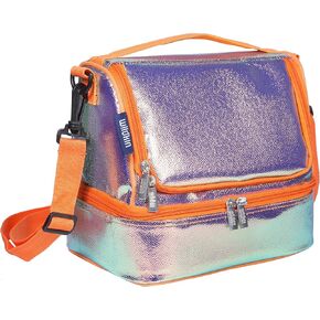 Wildkin Two Compartment Insulated Lunch Bag for Boys & Girls, Perfect for Early Elementary Lunch Box Bag, Ideal Size for Packing Hot or Cold Snacks for School & Travel Lunch Bags (Rip-Stop Black)