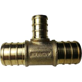 5 Pieces XFITTING 3/4'' X 3/4'' X 1/2'' Pex Reducing Tee, Crimp Tee - Brass, Pex B, 5 Packs, 1/2'' X 3/4''