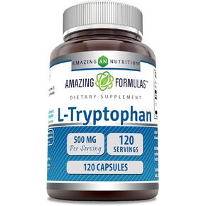 Amazing Formulas L-Tryptophan 500 Mg Capsules Supplement | Non-GMO | Gluten Free | Made in USA (120 Capsules)