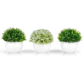 Mini Artificial Plants | Modern Farmhouse Plants Home Decor | Small Fake Plants | Office/Kitchen/Bathroom/Bedroom/Mantle/Shelf/Living Room/ (Pink, Green & White)