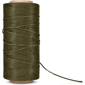 Flexzion Waxed Thread - 284 Yards 0.8mm 150D Polyester Wax Thread for Leather Sewing, Bookbinding, Stitching, & DIY Projects (White)
