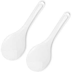 2PCS Plastic Rice Serving Spoon White Non-Stick Rice Spoon Paddle Rice Cooker Spoon Spatula 7.87 Inch