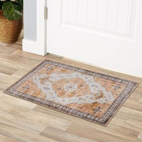DECOMALL Emily Washable Area Rug, Vintage Floral Rug, Non-Slip Large Rug for Bedroom Living Room Dining Room, Green 7’6’’x9’6’’
