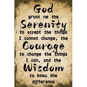 Retro Tin Sign Serenity Prayer Motivational Poster Retro Art Home Poster Wall Art Decor Metal Sign Plaque Stickers Poster Bar Decor For Bedroom Garden Living Room Creative Printing 8x12 inch