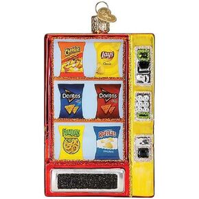 Old World Christmas Frito Lay Vending Machine Glass Hanging Ornament