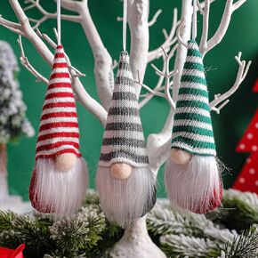 Gnome Christmas Ornaments Set of 3, Christmas Tree Ornaments Tomte Xmas Santa Gnomes Plush Doll Decorative Xmas Party Faceless Gnomes Santa Elf Ornaments Holiday Decoration Home Decor (Pink Gnomes)