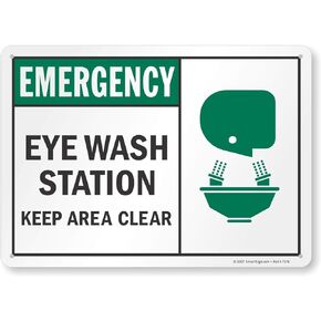 SmartSign "Emergency Eye Wash Station - Keep Area Clear" Sign | 10" x 14" Plastic