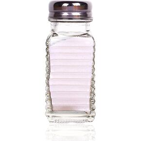 ATB Glass Salt and Pepper Shakers with Stainless Steel Lids - Farmhouse Style Spice Dispensers, Freshness Seal Sugar Shaker, Glass Spice Jar for Various Seasonings (Oval)