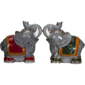 Pacific Giftware Raja Elephants Ceramic Salt and Pepper Shakers Set
