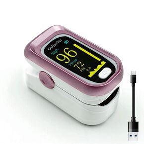 Rechargeable Pulse Oximeter Fingertip, Oxygen Monitor and Pulse Ox, Heart Rate and Fast SpO2 Reading Oxygen Meter with OLED Screen, Included USB Charging Cable and Lanyard(Sports & Aviation Use Only)