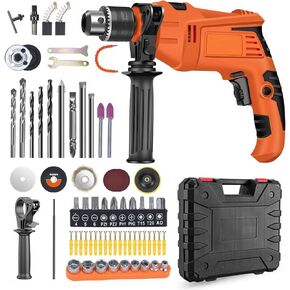 Rotary Hammer Drill,Electric Drill,1280w Hammer Drill For Concrete,0-3200rpm Variable Speed Impact Drill For Floor Tile Removal,Concrete Breaker With Carrying Case & 18 Accessories