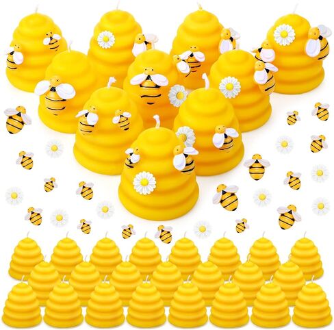 Amyhill 96 Pcs Beeswax Baby Shower Candles Set Includes 24 Pcs Beehive Votive Candles, 48 Pcs Little Resin Fake Bees, 24 Pcs White Daisy Flower Bee Themed Gift for Home Shower Party Favors Decor in Saudi Arabia
