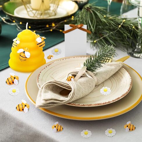 Amyhill 96 Pcs Beeswax Baby Shower Candles Set Includes 24 Pcs Beehive Votive Candles, 48 Pcs Little Resin Fake Bees, 24 Pcs White Daisy Flower Bee Themed Gift for Home Shower Party Favors Decor in Saudi Arabia