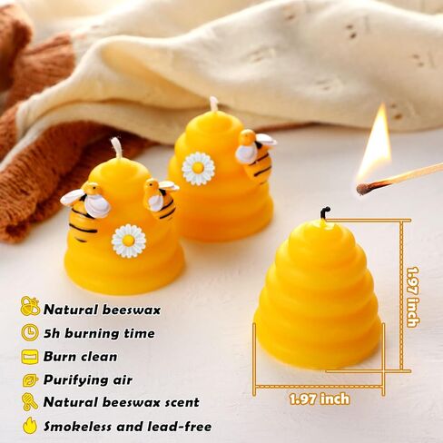 Amyhill 96 Pcs Beeswax Baby Shower Candles Set Includes 24 Pcs Beehive Votive Candles, 48 Pcs Little Resin Fake Bees, 24 Pcs White Daisy Flower Bee Themed Gift for Home Shower Party Favors Decor in Saudi Arabia